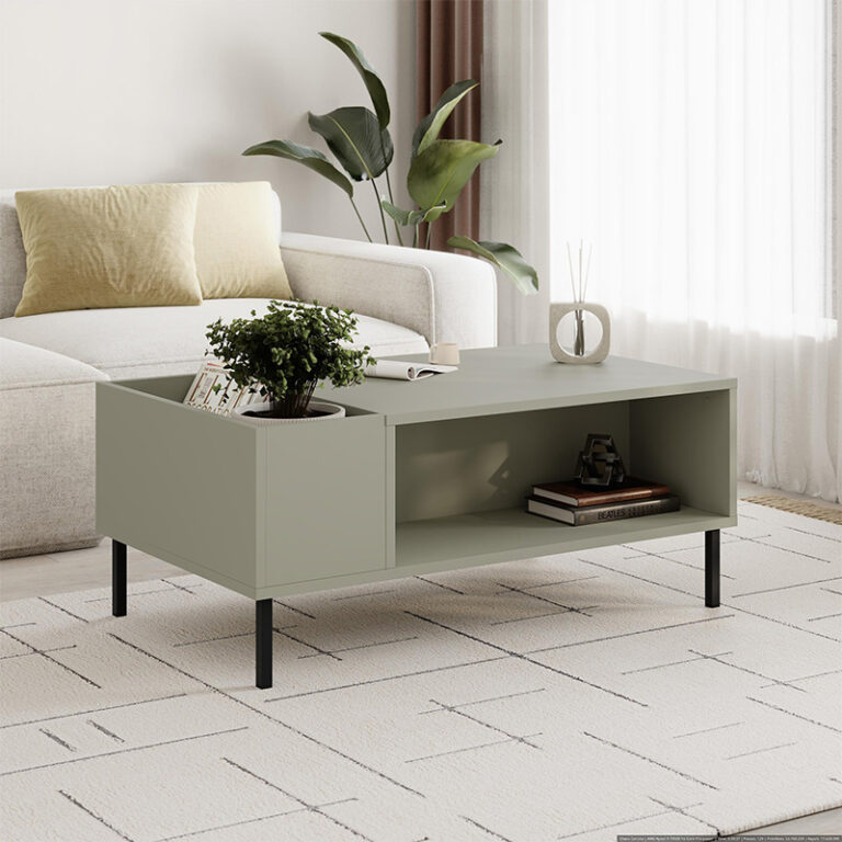Τραπεζάκι σαλονιού Vena χρώμα ash green 100x60x42εκ.