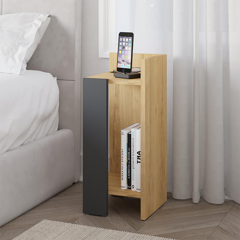 Κομοδίνο Πίνδος 97 δεξί χρώμα sapphire oak - ανθρακί 25x27x60εκ.