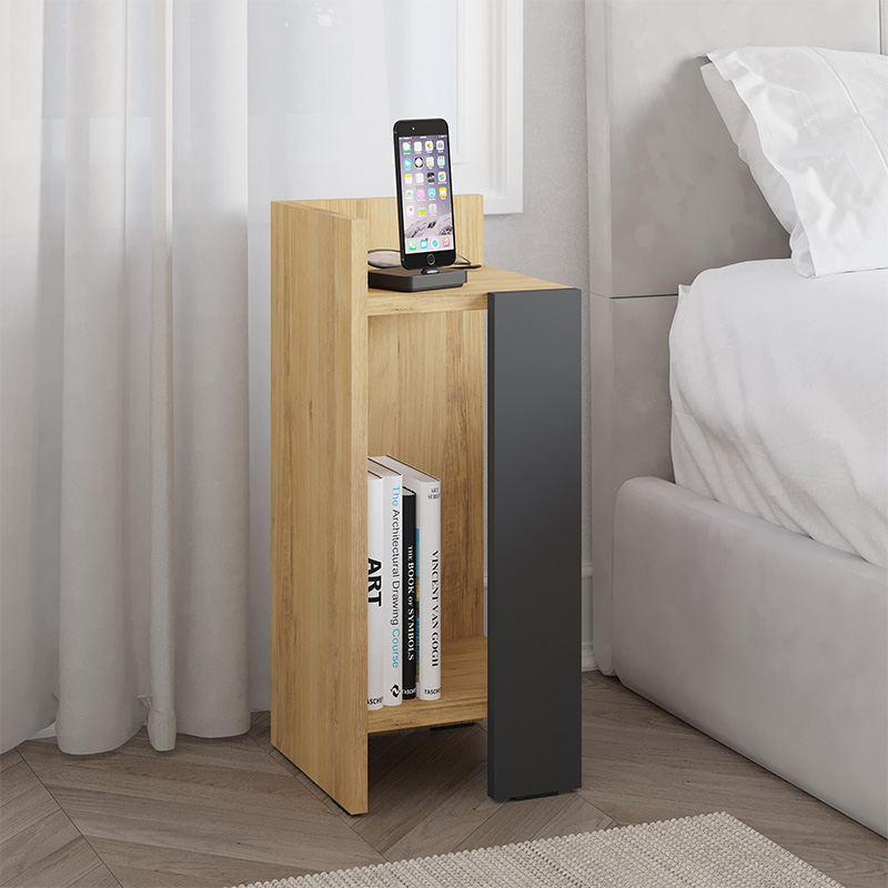 Κομοδίνο Πίνδος 97 αριστερό χρώμα sapphire oak - ανθρακί 25x27x60εκ.