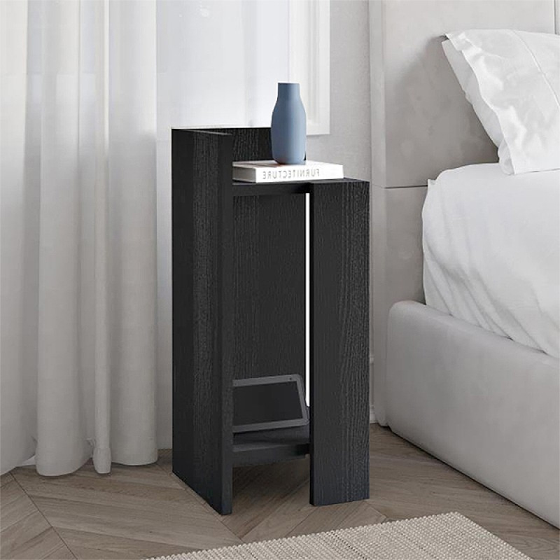 Κομοδίνο Πίνδος 97 αριστερό χρώμα black wood 25x27x60εκ.