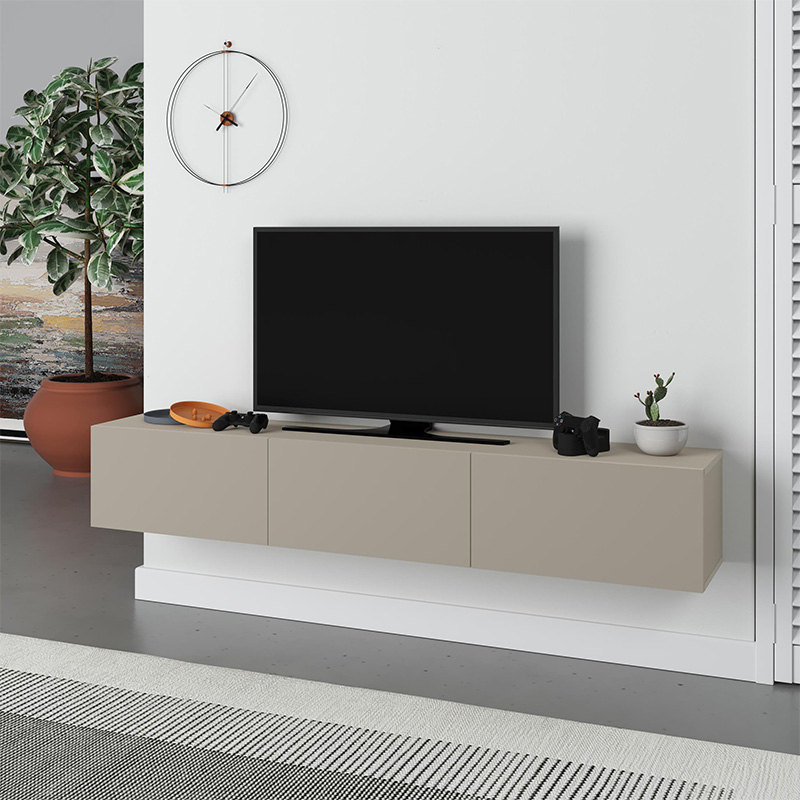 Έπιπλο τηλεόρασης επιτοίχιο Χάλκη 31 χρώμα sandstone 180x30x30εκ.