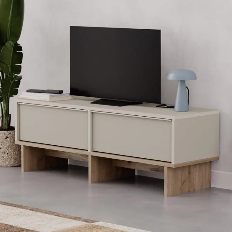 Έπιπλο τηλεόρασης Τήνος 80 χρώμα sandstone – sepet oak 118x35x40,6εκ.