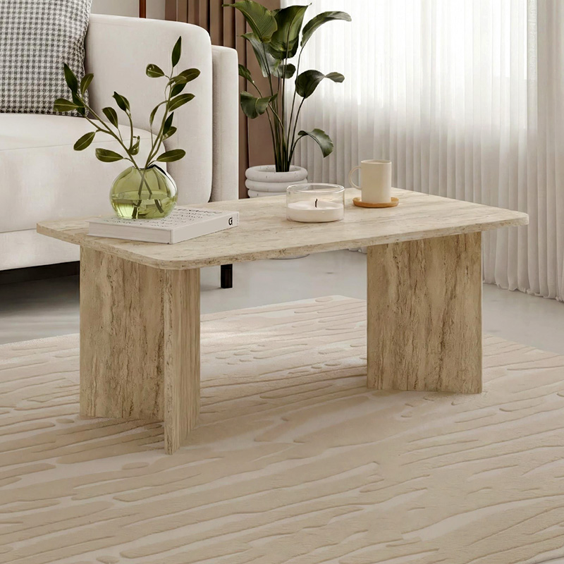 Τραπεζάκι σαλονιού Σαντορίνη 58 χρώμα travertine 100x60x41,8εκ.