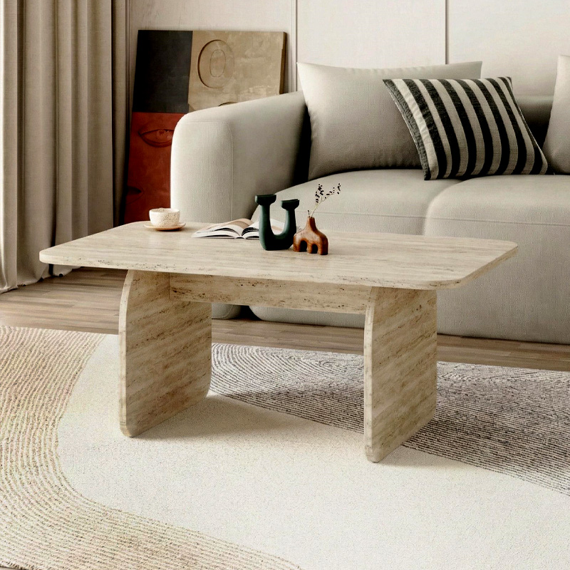 Τραπεζάκι σαλονιού Βεργίνα 76 χρώμα travertine 100x60x41,8εκ.