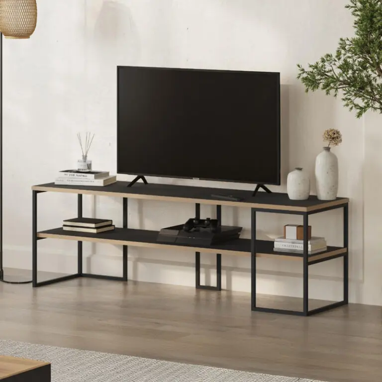 Έπιπλο τηλεόρασης Σαντορίνη 22 χρώμα black wood 140x37x45εκ.