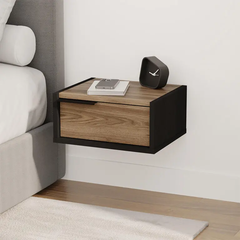 Κομοδίνο επιτοίχιο Θάσος 60 χρώμα black wood – καρυδί Ud 40x33x18,5εκ.