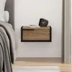 Κομοδίνο επιτοίχιο Θάσος 60 χρώμα black wood – καρυδί Ud 40x33x18,5εκ. – εικόνα 3