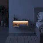 Κομοδίνο επιτοίχιο Χίος 78 με LED χρώμα καρυδί Ud – sandstone 45x30x18εκ. – εικόνα 2