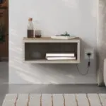 Κομοδίνο επιτοίχιο Χίος 78 με LED χρώμα καρυδί Ud – sandstone 45x30x18εκ. – εικόνα 5