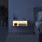 Κομοδίνο επιτοίχιο Χίος 78 με LED χρώμα λευκό – γκρι ρετρό 45x30x18εκ. – εικόνα 2