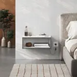 Κομοδίνο επιτοίχιο Χίος 78 με LED χρώμα λευκό – γκρι ρετρό 45x30x18εκ. – εικόνα 3