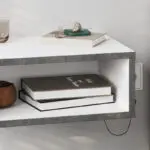 Κομοδίνο επιτοίχιο Χίος 78 με LED χρώμα λευκό – γκρι ρετρό 45x30x18εκ. – εικόνα 6