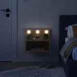 Κομοδίνο επιτοίχιο Μετέωρα 96 με LED χρώμα sapphire oak 40x30x33,8εκ. – εικόνα 2