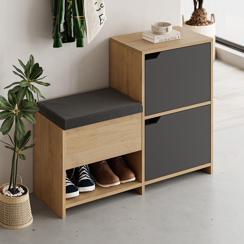 Παπουτσοθήκη Καστελόριζο 45 χρώμα sapphire oak - ανθρακί 101x35x80,4εκ.