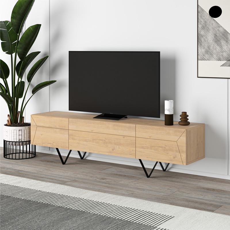 Έπιπλο τηλεόρασης Άνδρος 70 χρώμα sapphire oak 160x35x43εκ.