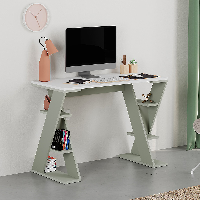 Γραφείο εργασίας Ψαρά 91 χρώμα ash green - λευκό 106x50x75εκ