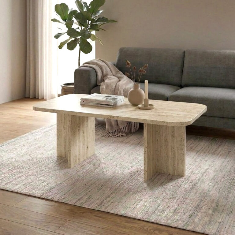 Τραπεζάκι σαλονιού Hillary χρώμα travertine 100x60x41,8εκ.