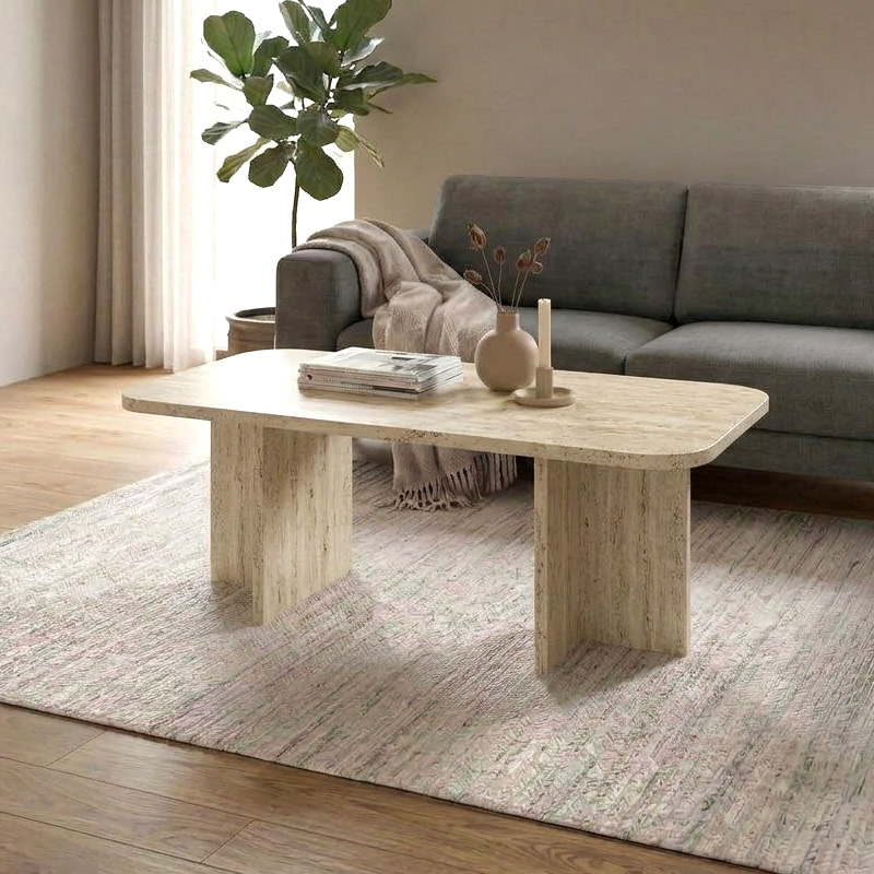 Τραπεζάκι σαλονιού Μετέωρα 49 χρώμα travertine 100x60x41,8εκ.