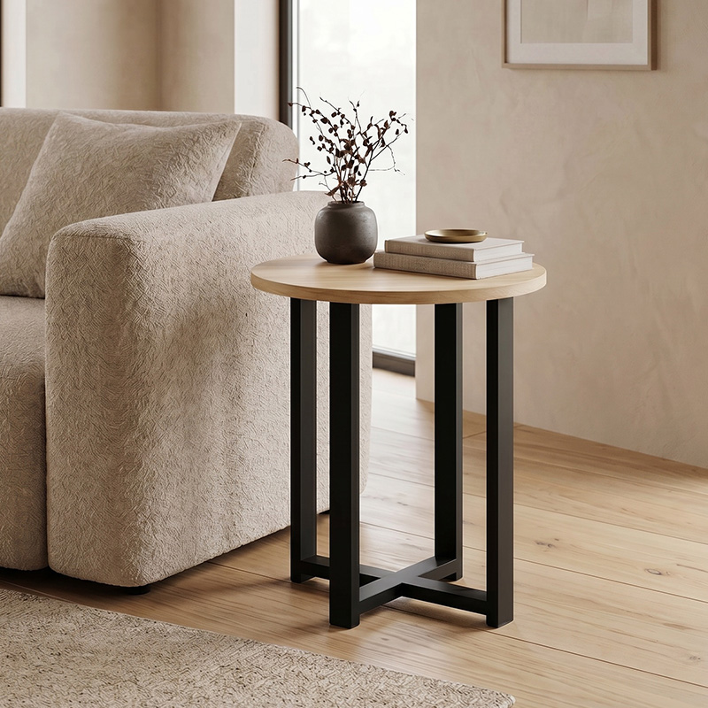 Τραπεζάκι βοηθητικό Όλυμπος 85 χρώμα sapphire oak Ø45x50εκ.