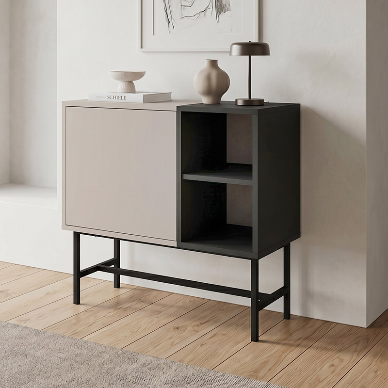 Μπουφές Ταΰγετος 15 χρώμα sandstone - black wood 81x40x80εκ.
