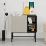Μπουφές Ταΰγετος 15 χρώμα sandstone – black wood 81x40x80εκ. – εικόνα 3