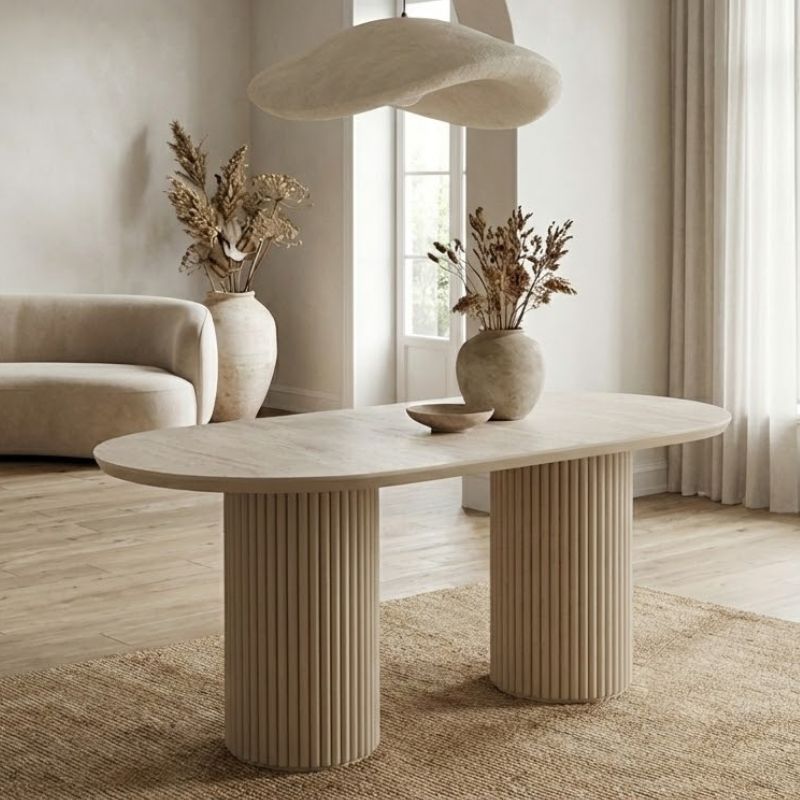 Τραπέζι Αστυπάλαια 41 Mdf χρώμα travertine - sandstone 180x90x77εκ.