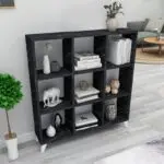 Βιβλιοθήκη Παρνασσός 86 χρώμα μαύρο εφέ μαρμάρου 88,2x20x88,2εκ. – εικόνα 4