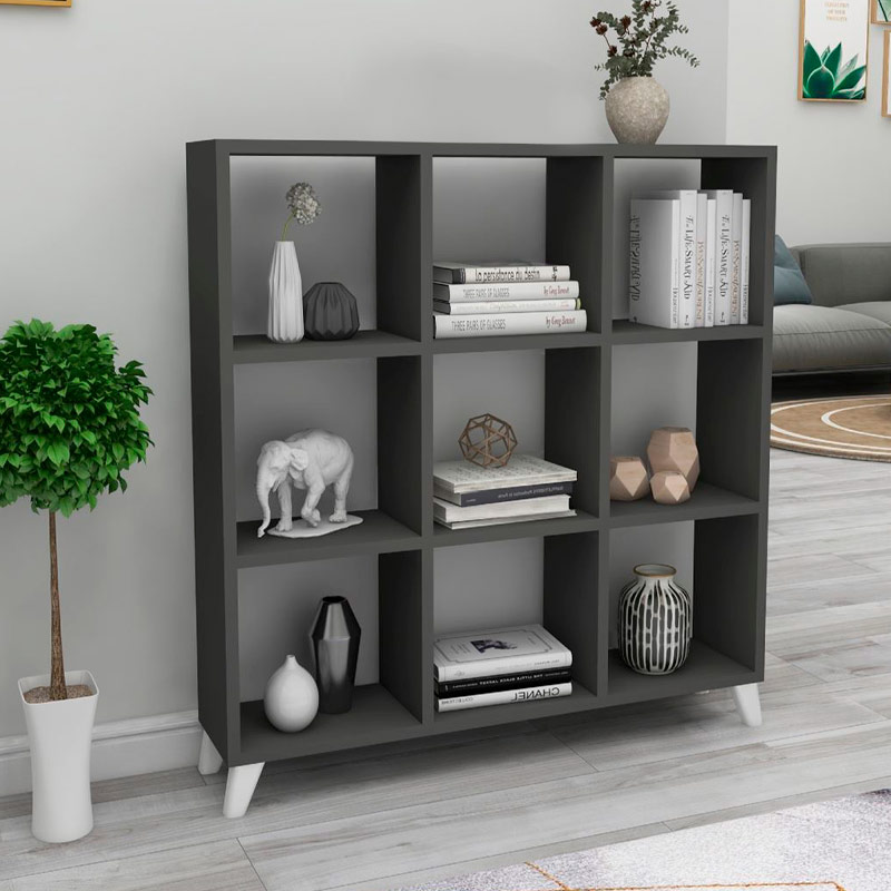 Βιβλιοθήκη Παρνασσός 86 χρώμα ανθρακί 88,2x20x88,2εκ.