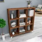 Βιβλιοθήκη Παρνασσός 86 χρώμα καπνιστή καρυδιά 88,2x20x88,2εκ. – εικόνα 4