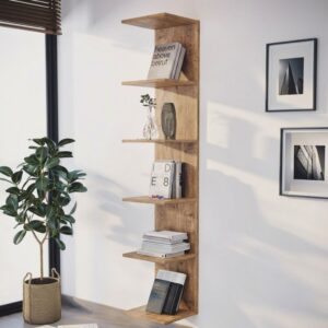 Βιβλιοθήκη - Ραφιέρα τοίχου Ogden χρώμα pine oak 34,5x30x180εκ.