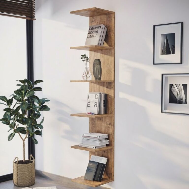 Βιβλιοθήκη – Ραφιέρα τοίχου Ogden χρώμα pine oak 34,5x30x180εκ.