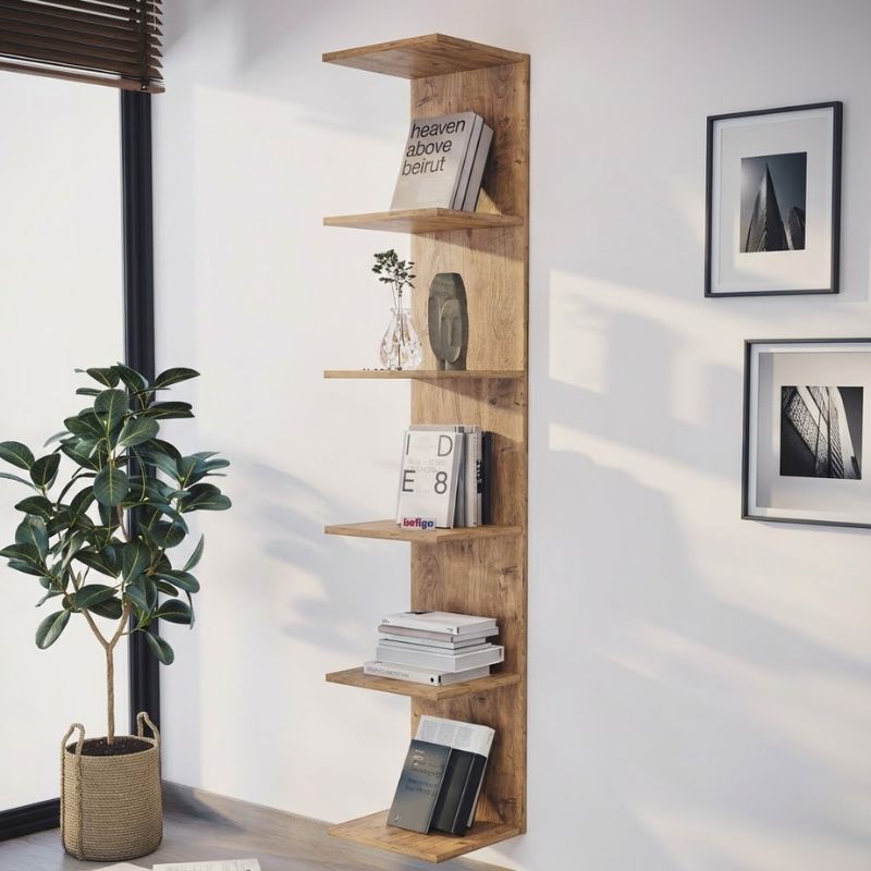 Βιβλιοθήκη - Ραφιέρα τοίχου Σάμος 52 χρώμα pine oak 34,5x30x180εκ.