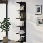 Βιβλιοθήκη – Ραφιέρα τοίχου Σάμος 52 χρώμα μαύρο εφέ μαρμάρου 34,5x30x180εκ.