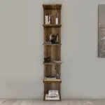 Βιβλιοθήκη – Ραφιέρα τοίχου Σάμος 52 χρώμα καπνιστή καρυδιά 34,5x30x180εκ. – εικόνα 2