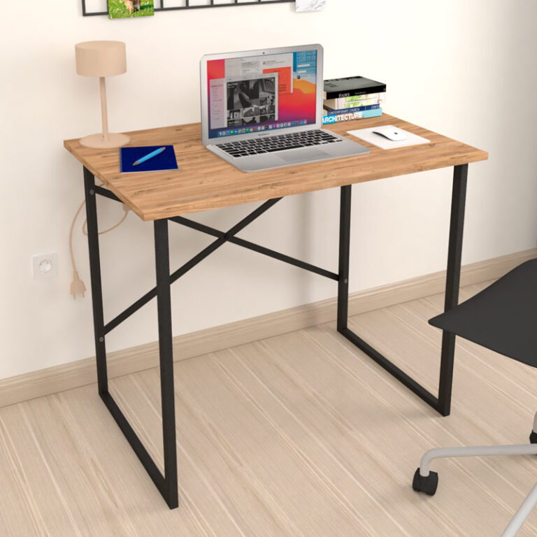 Γραφείο εργασίας Rilke χρώμα μαύρο – pine oak 90x60x75εκ.