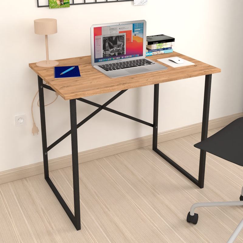 Γραφείο εργασίας Μήλος 38 χρώμα μαύρο - pine oak 90x60x75εκ.
