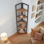 Βιβλιοθήκη γωνιακή Μήλος 28 χρώμα μαύρο – pine oak 33x33x162εκ. – εικόνα 2