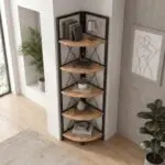 Βιβλιοθήκη γωνιακή Μήλος 28 χρώμα μαύρο – pine oak 33x33x162εκ. – εικόνα 4