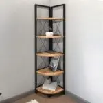 Βιβλιοθήκη γωνιακή Μήλος 28 χρώμα μαύρο – pine oak 33x33x162εκ. – εικόνα 5