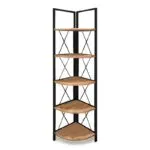 Βιβλιοθήκη γωνιακή Μήλος 28 χρώμα μαύρο – pine oak 33x33x162εκ. – εικόνα 6
