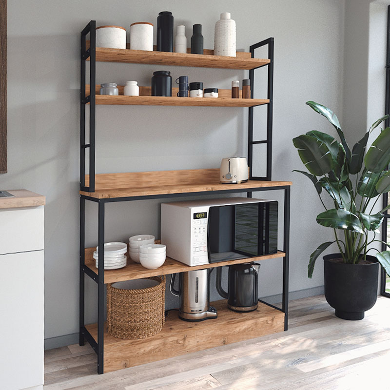 Έπιπλο κουζίνας Κνωσός 20 χρώμα μαύρο - pine oak 101x36x160,7εκ.
