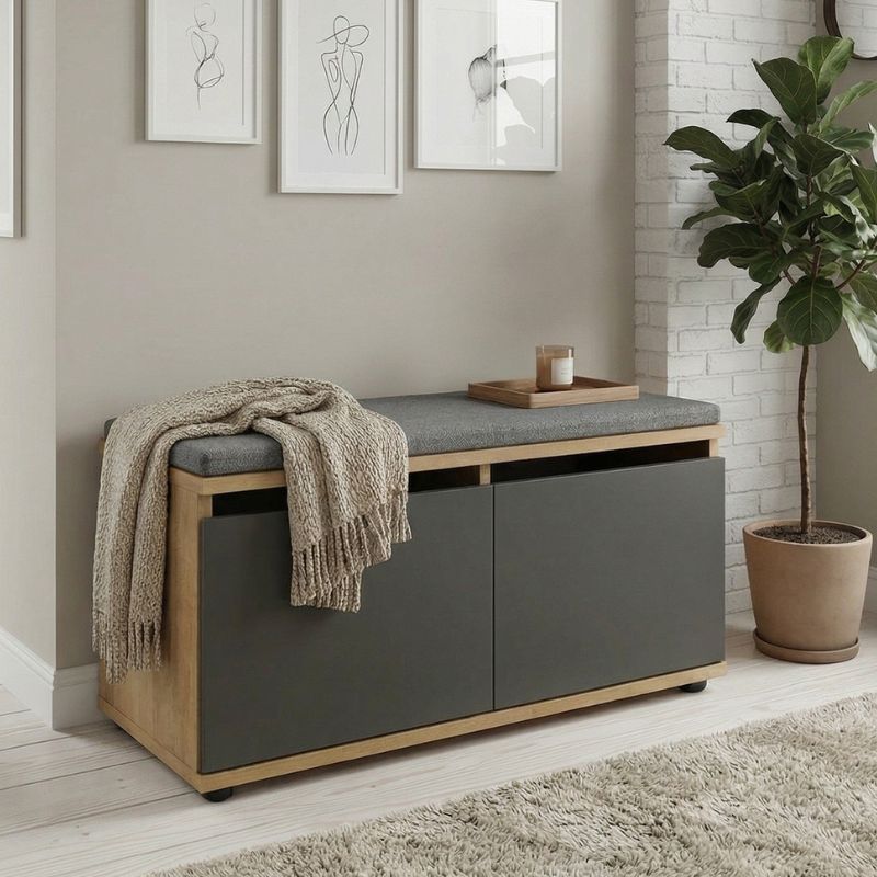 Παπουτσοθήκη Σίφνος 21 8 ζευγών χρώμα sapphire oak - ανθρακί 80x35x42εκ.