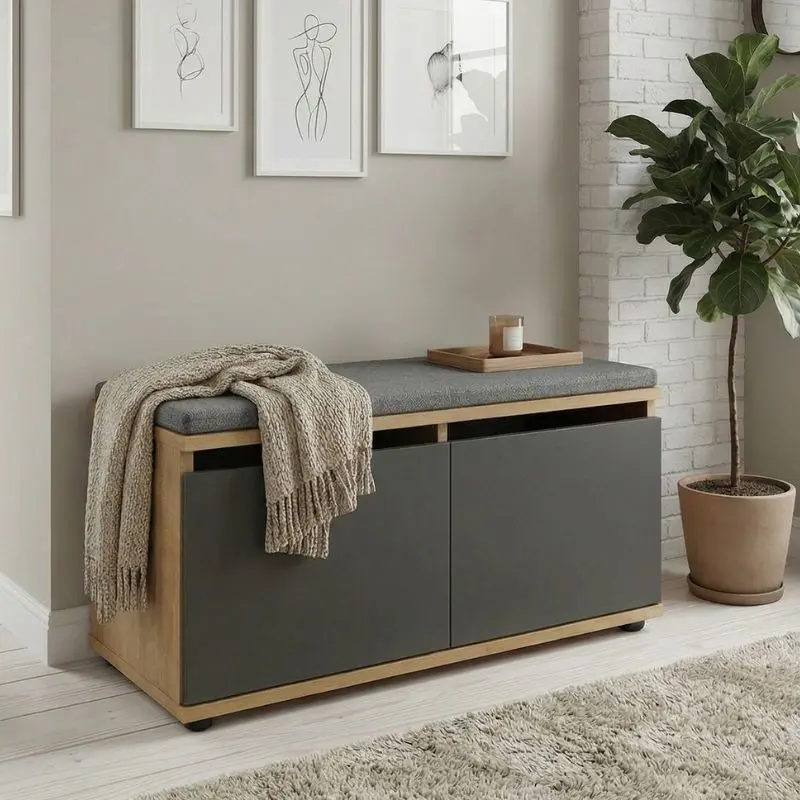 Παπουτσοθήκη Σίφνος 21 8 ζευγών χρώμα sapphire oak - ανθρακί 80x35x42εκ.