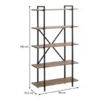 Βιβλιοθήκη Μύκονος 86 χρώμα μαύρο – καπνιστή καρυδιά 90×35,5×160εκ. – εικόνα 5