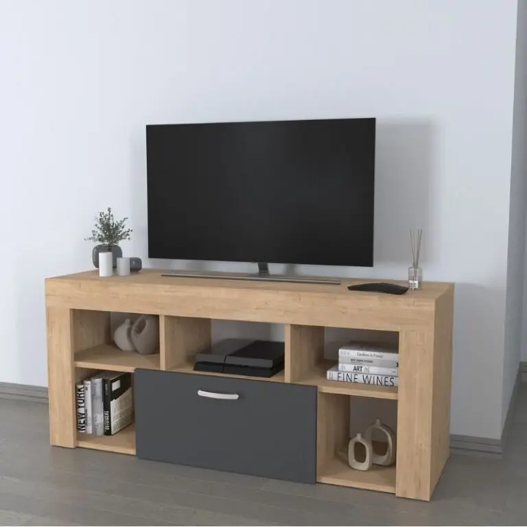 Έπιπλο τηλεόρασης Ίος 48 χρώμα sapphire oak – ανθρακί 135x42x60,7εκ.