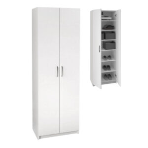 Παπουτσοθήκη Renso δίφυλλη χρώμα λευκό 59,8x37,8x178,5εκ.