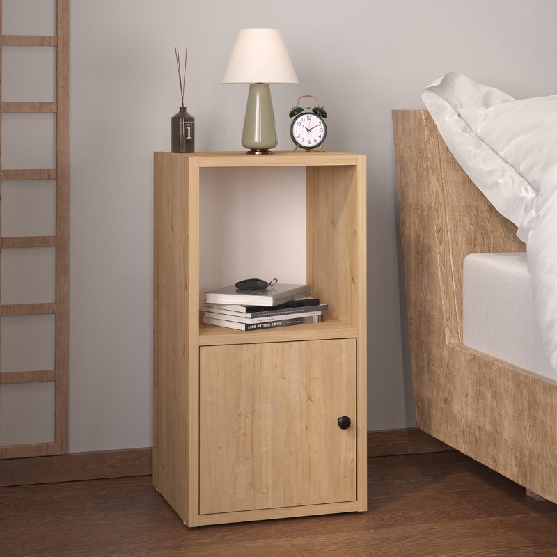 Κομοδίνο Φολέγανδρος 72 χρώμα sapphire oak 34x30x66,4εκ.