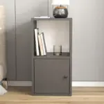 Κομοδίνο Φολέγανδρος 72 χρώμα ανθρακί 34x30x66,4εκ. – εικόνα 3