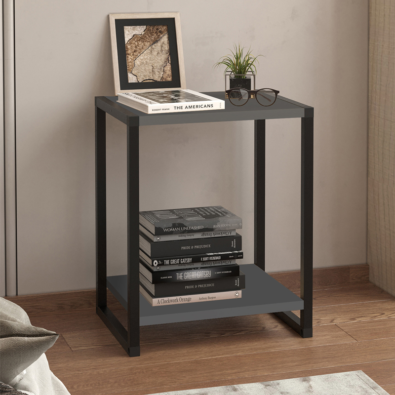Κομοδίνο Κέρκυρα 40 χρώμα ανθρακί - μαύρο 39x30x48εκ.