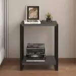 Κομοδίνο Κέρκυρα 40 χρώμα ανθρακί – μαύρο 39x30x48εκ. – εικόνα 2